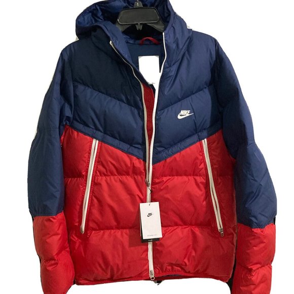 NWT NIKE MEN'S STORM WINDRUNNER DOWN FILLED WINTER PUFFER JACKET BLUE RED WHITE - Picture 2 of 11